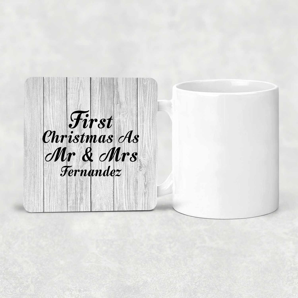 First Christmas As Mr & Mrs Fernandez - Drink Coaster F