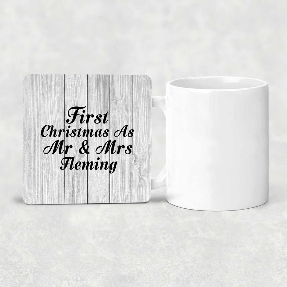 First Christmas As Mr & Mrs Fleming - Drink Coaster F