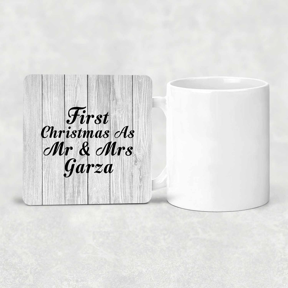 First Christmas As Mr & Mrs Garza - Drink Coaster F