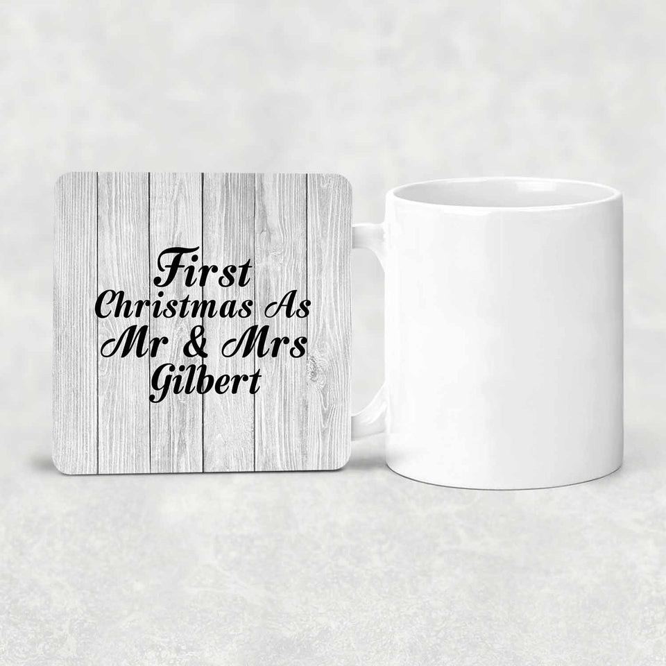 First Christmas As Mr & Mrs Gilbert - Drink Coaster F