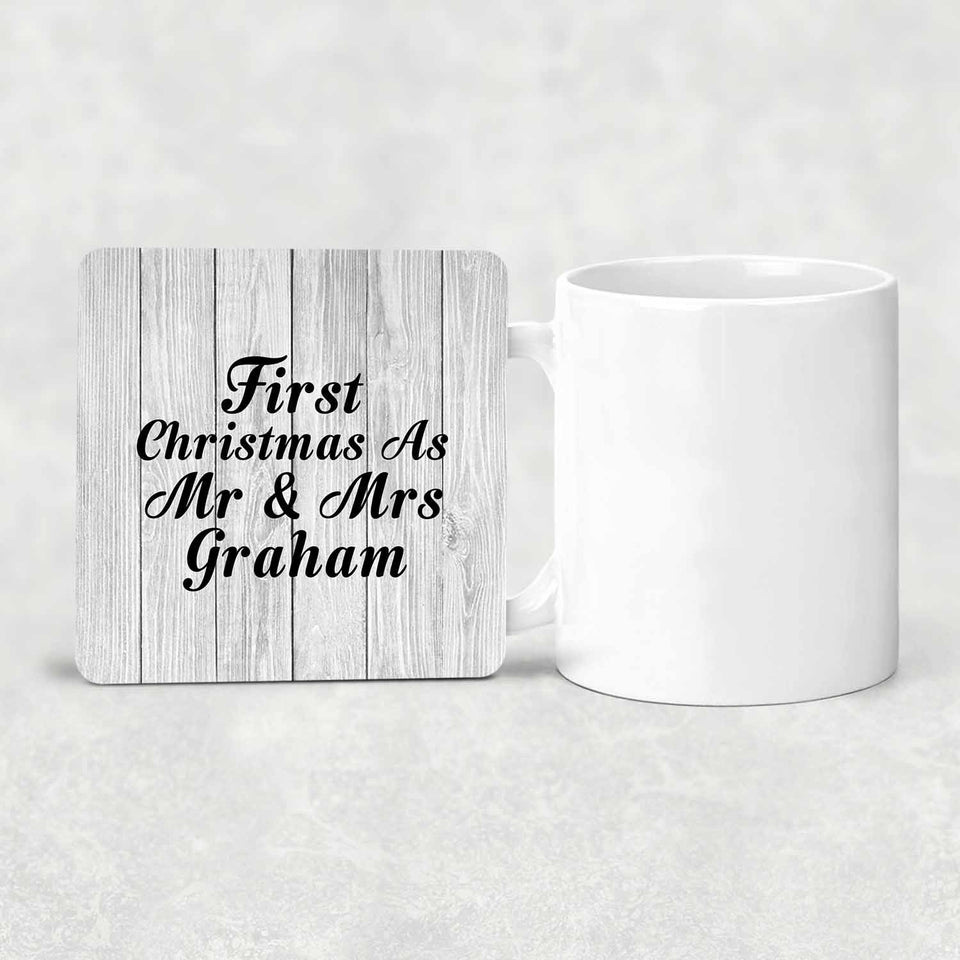 First Christmas As Mr & Mrs Graham - Drink Coaster F