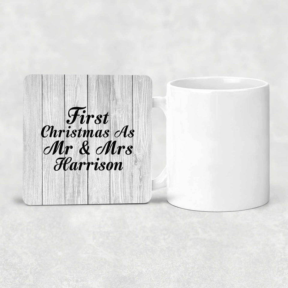 First Christmas As Mr & Mrs Harrison - Drink Coaster F