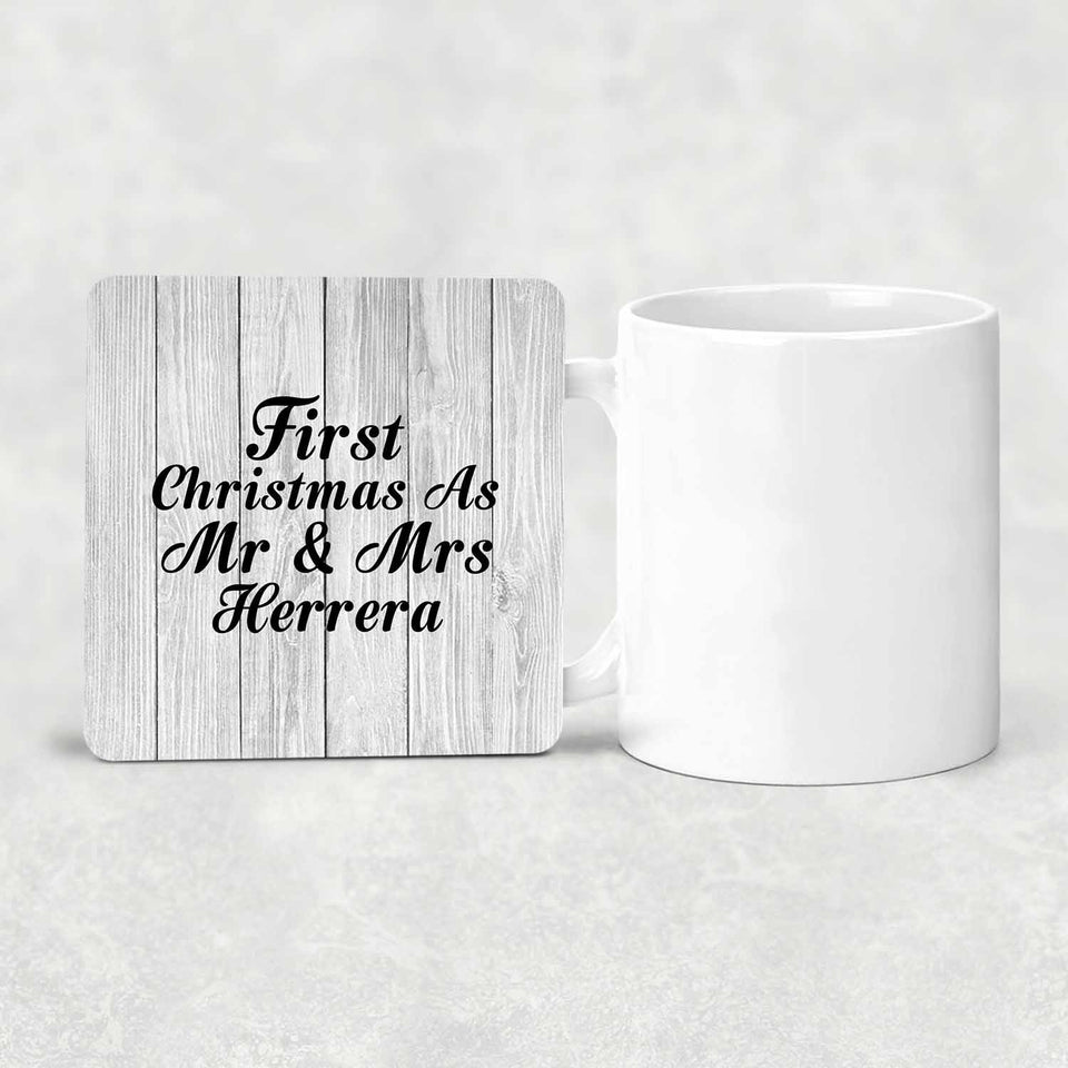 First Christmas As Mr & Mrs Herrera - Drink Coaster F