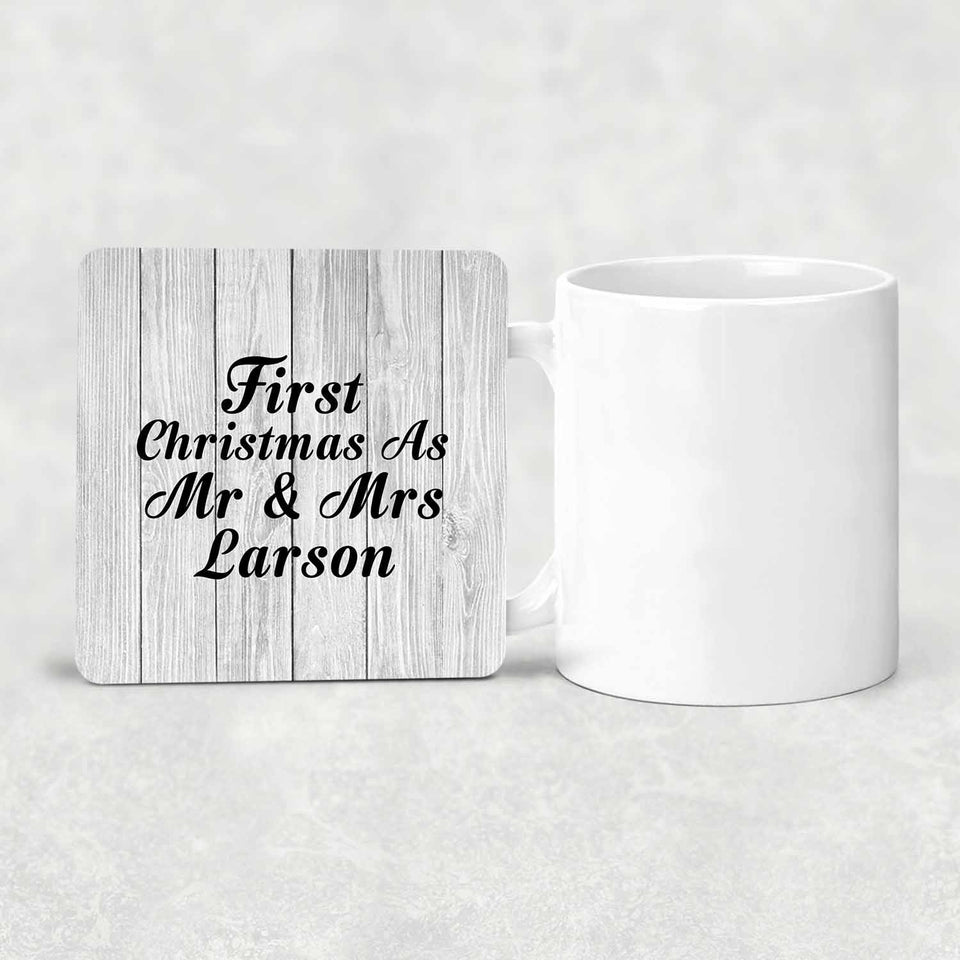 First Christmas As Mr & Mrs Larson - Drink Coaster F