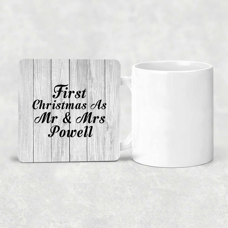 First Christmas As Mr & Mrs Powell - Drink Coaster F