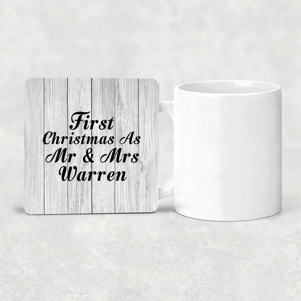 First Christmas As Mr & Mrs Warren - Drink Coaster F