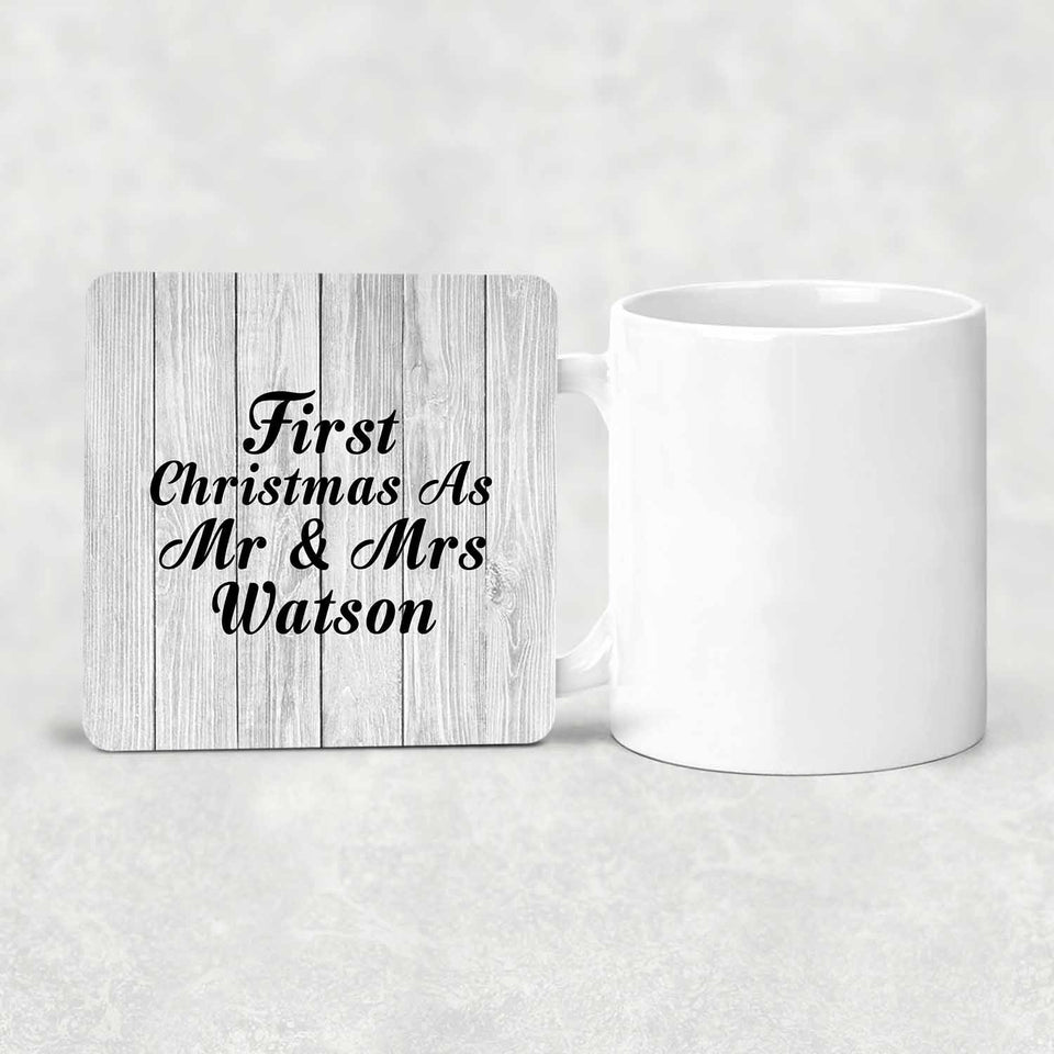 First Christmas As Mr & Mrs Watson - Drink Coaster F