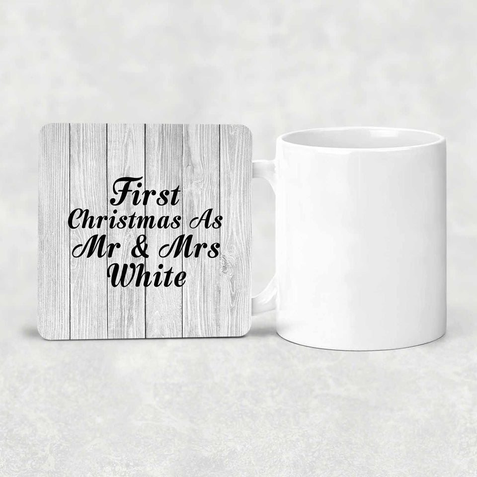 First Christmas As Mr & Mrs White - Drink Coaster F