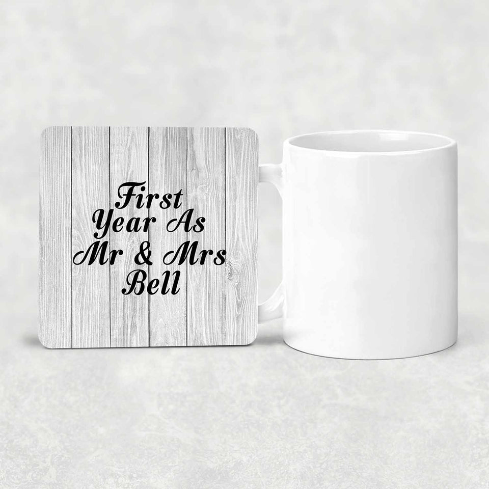 First Year As Mr & Mrs Bell - Drink Coaster F