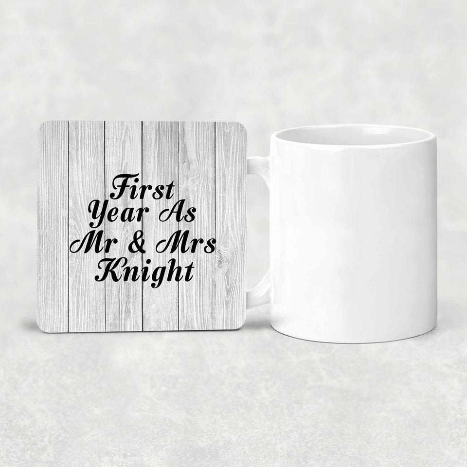 First Year As Mr & Mrs Knight - Drink Coaster F