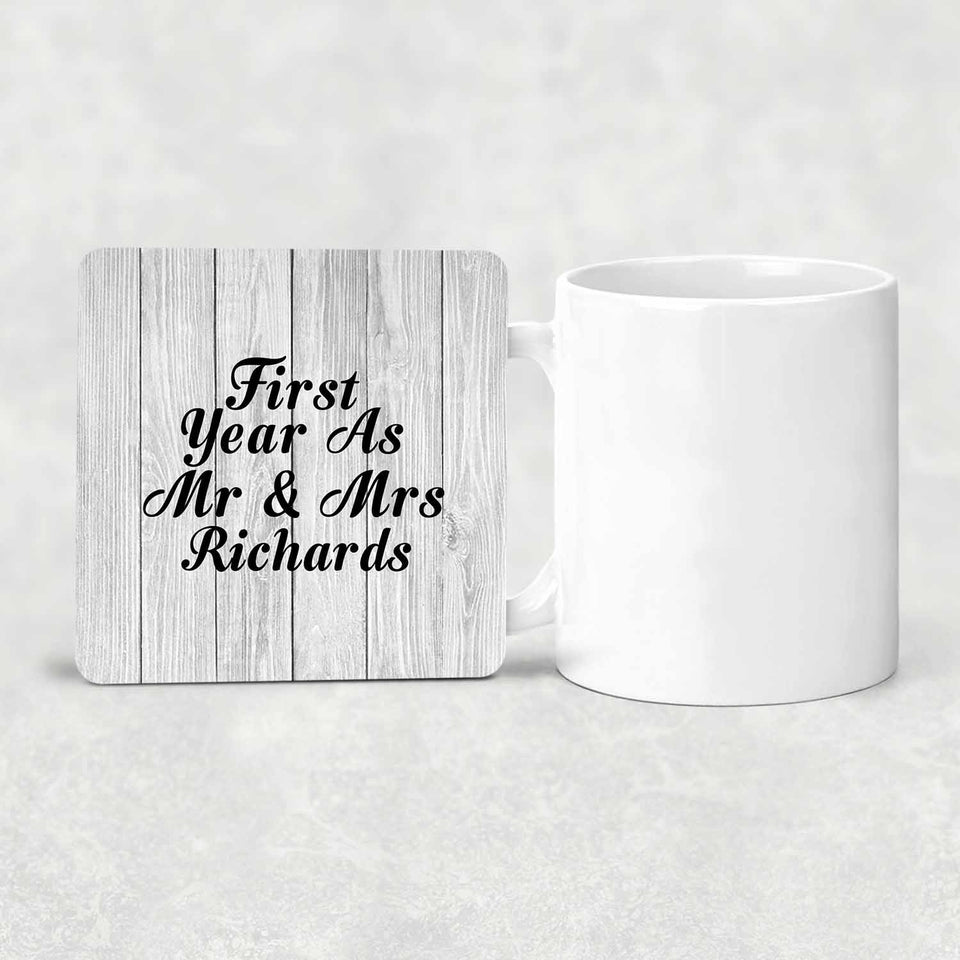 First Year As Mr & Mrs Richards - Drink Coaster F