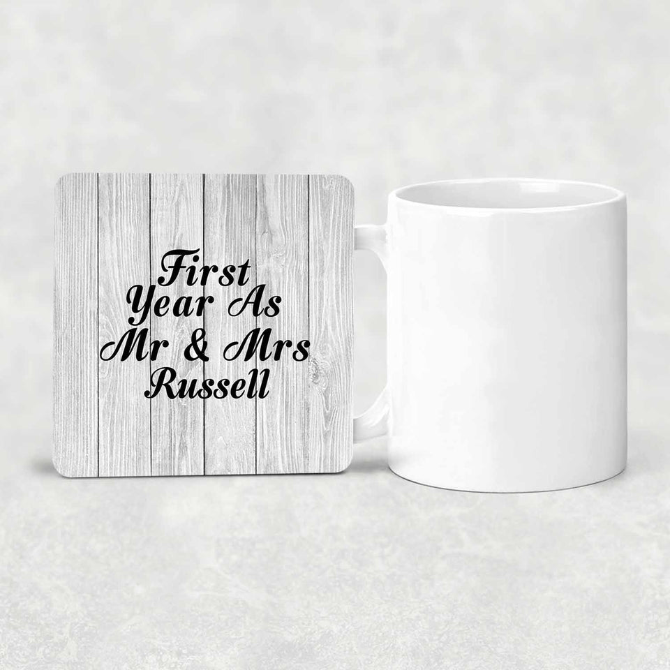First Year As Mr & Mrs Russell - Drink Coaster F