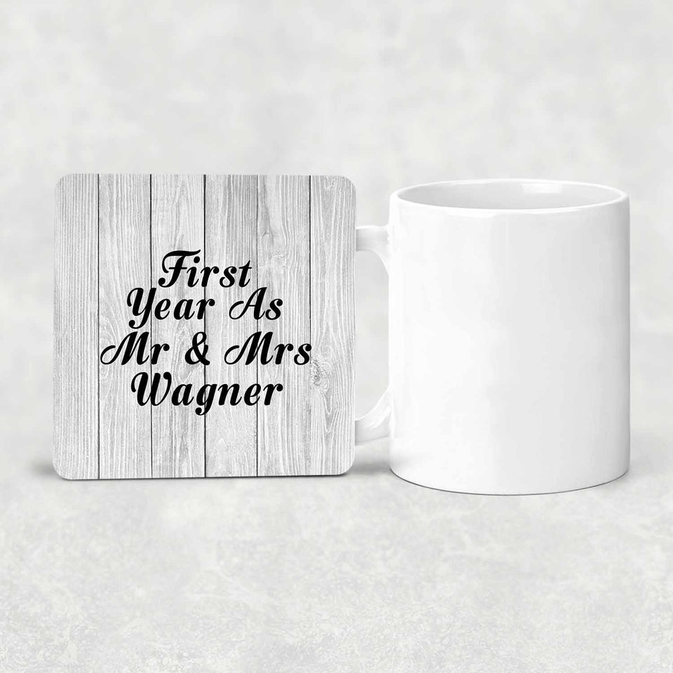 First Year As Mr & Mrs Wagner - Drink Coaster F