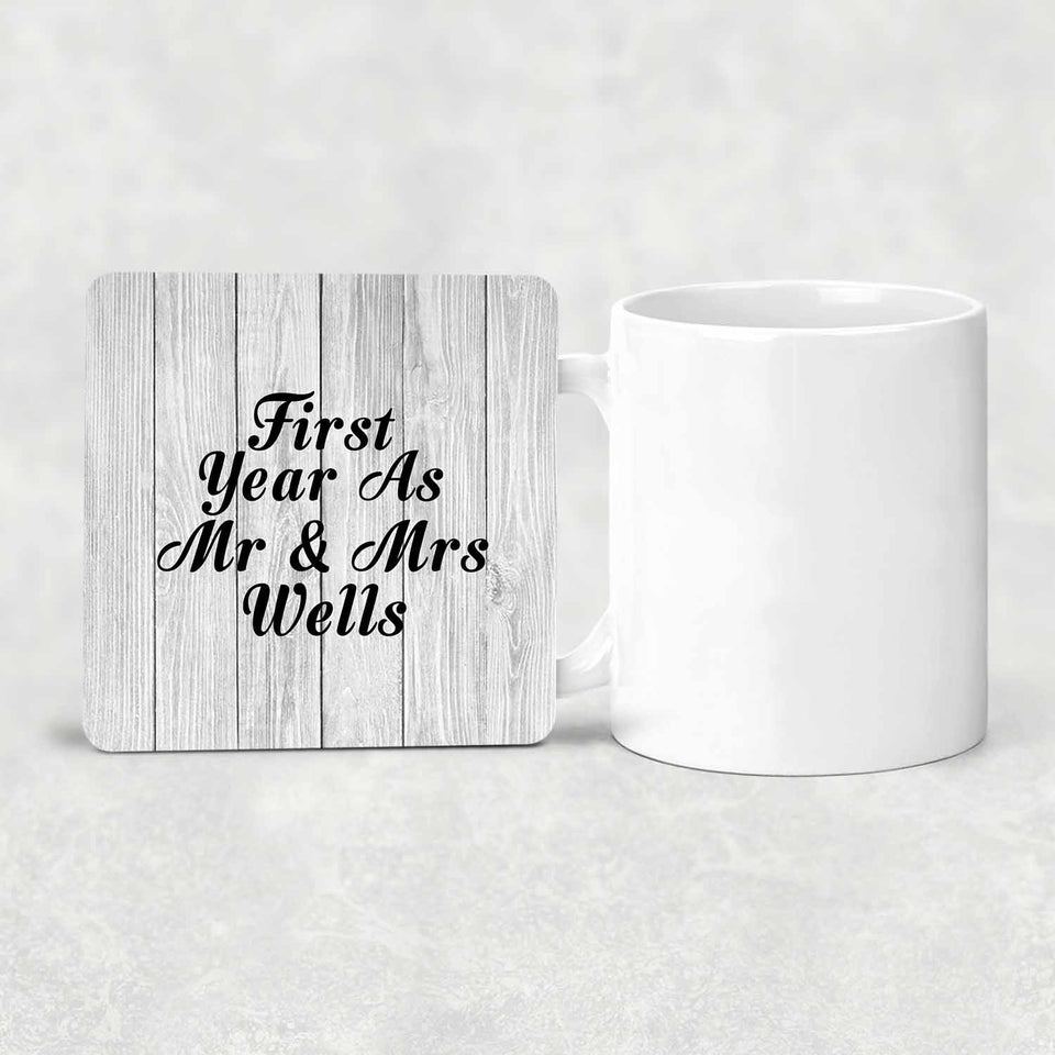 First Year As Mr & Mrs Wells - Drink Coaster F
