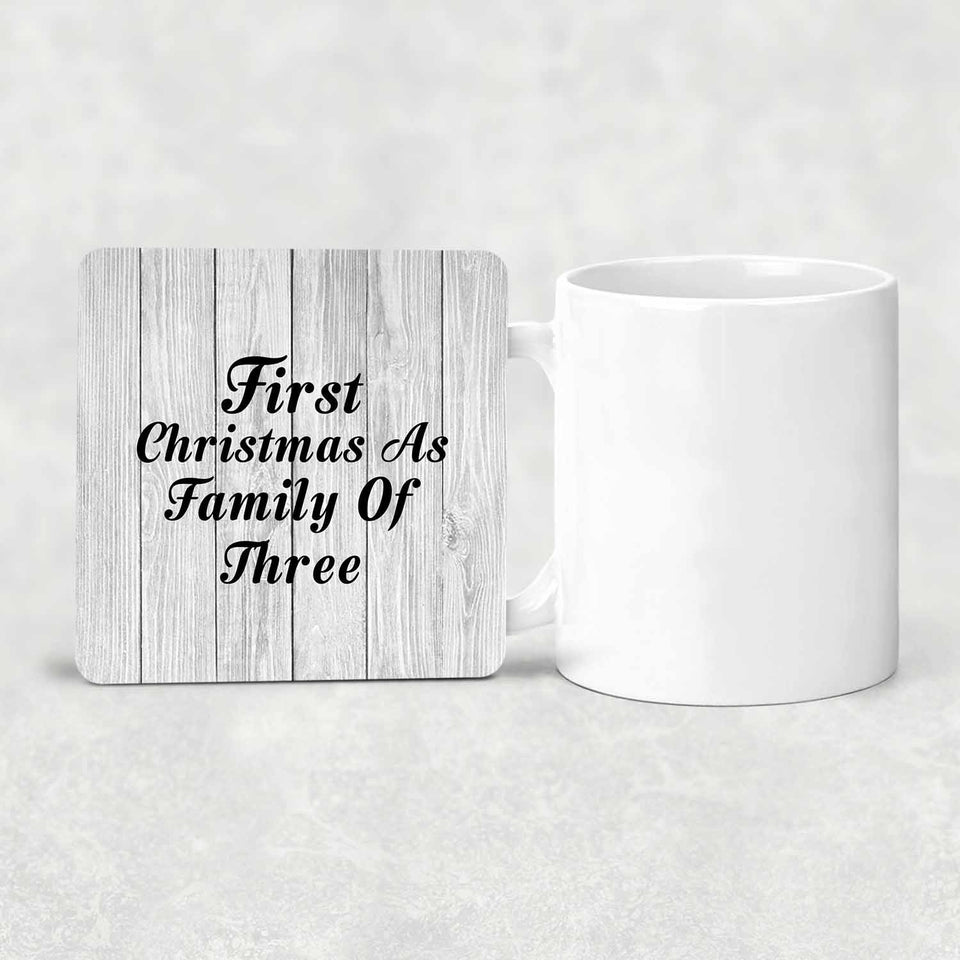 First Christmas As Family Of Three - Drink Coaster F