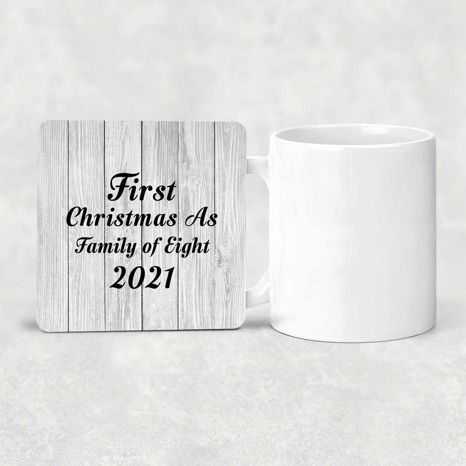 First Christmas As Family Of Eight 2021 - Drink Coaster F