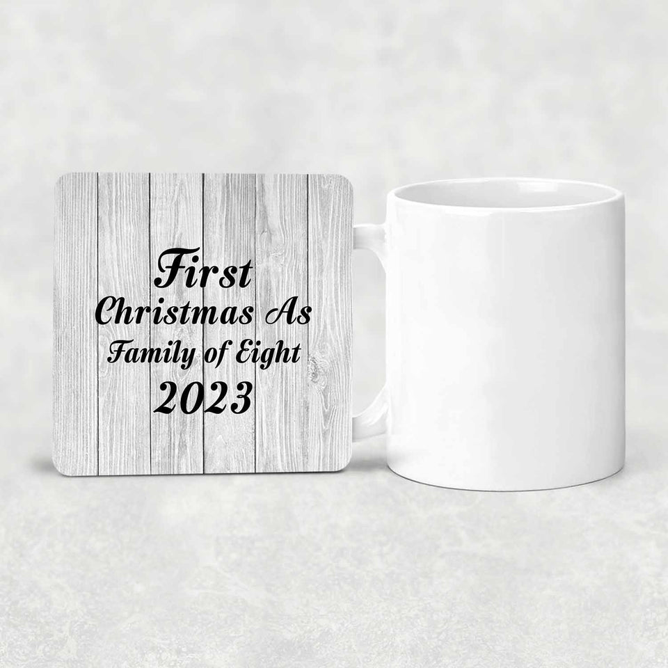 First Christmas As Family Of Eight 2023 - Drink Coaster F