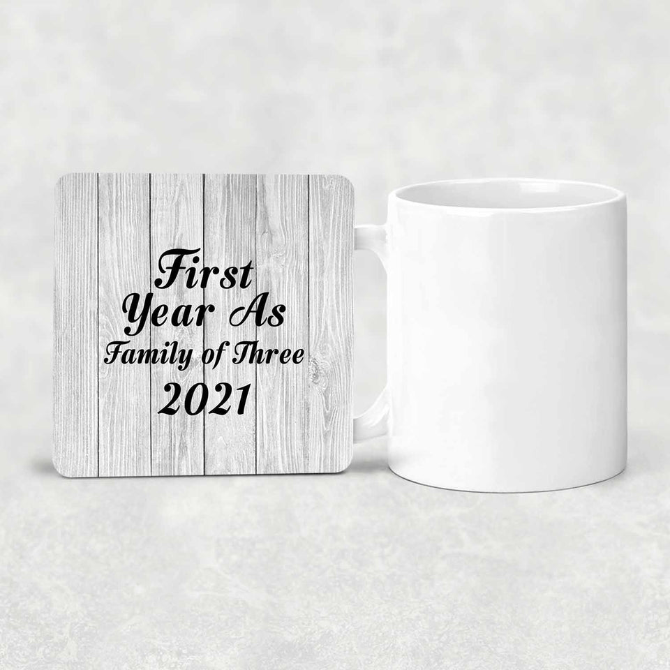 First Year As Family Of Three 2021 - Drink Coaster F