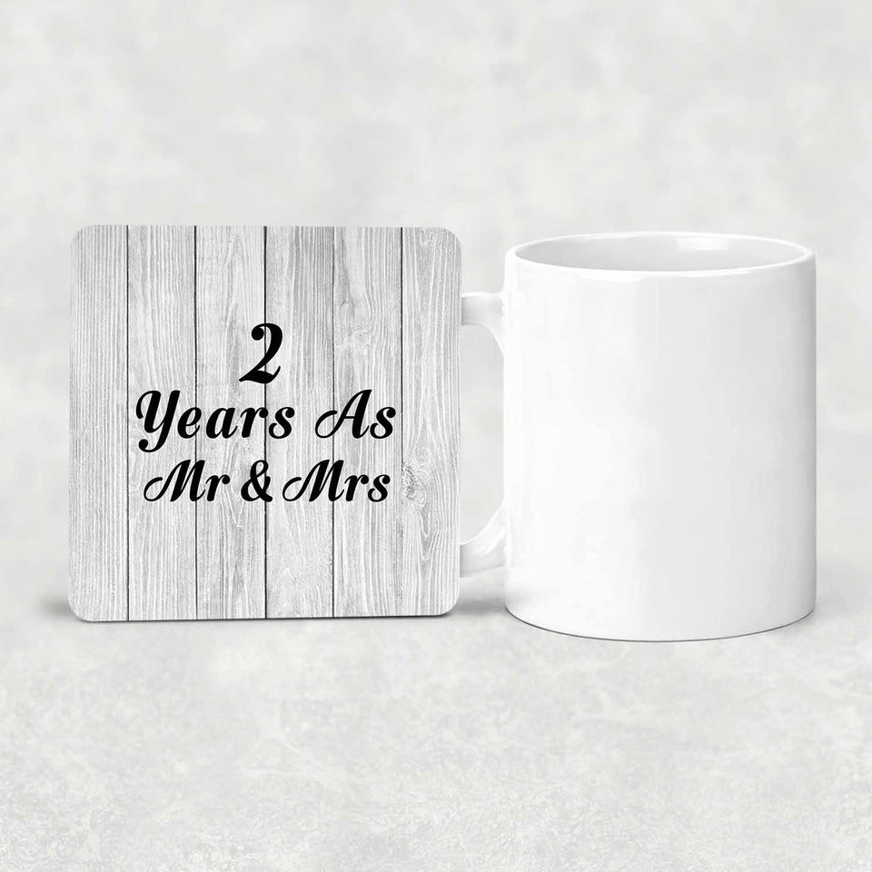 2nd Anniversary 2 Years As Mr & Mrs - Drink Coaster F