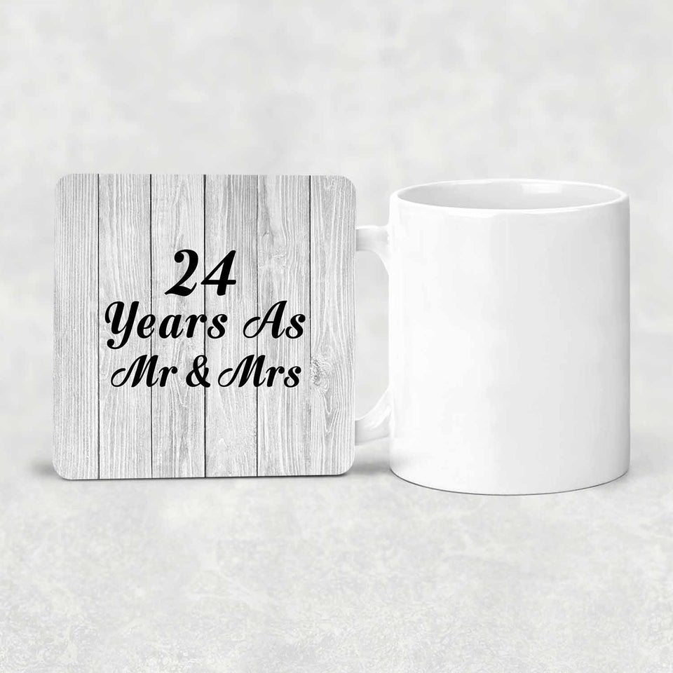 24th Anniversary 24 Years As Mr & Mrs - Drink Coaster F