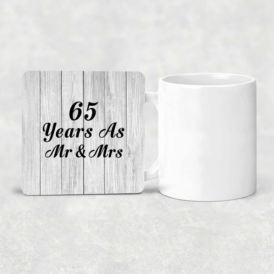 65th Anniversary 65 Years As Mr & Mrs - Drink Coaster F