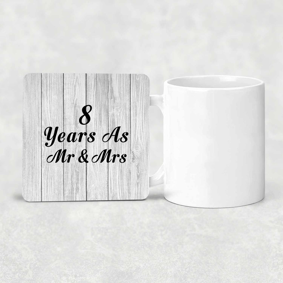 8th Anniversary 8 Years As Mr & Mrs - Drink Coaster F