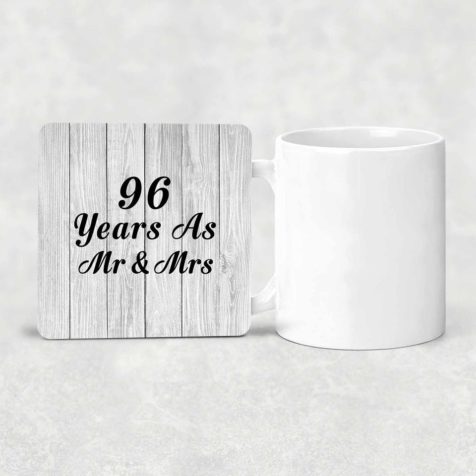 96th Anniversary 96 Years As Mr & Mrs - Drink Coaster F