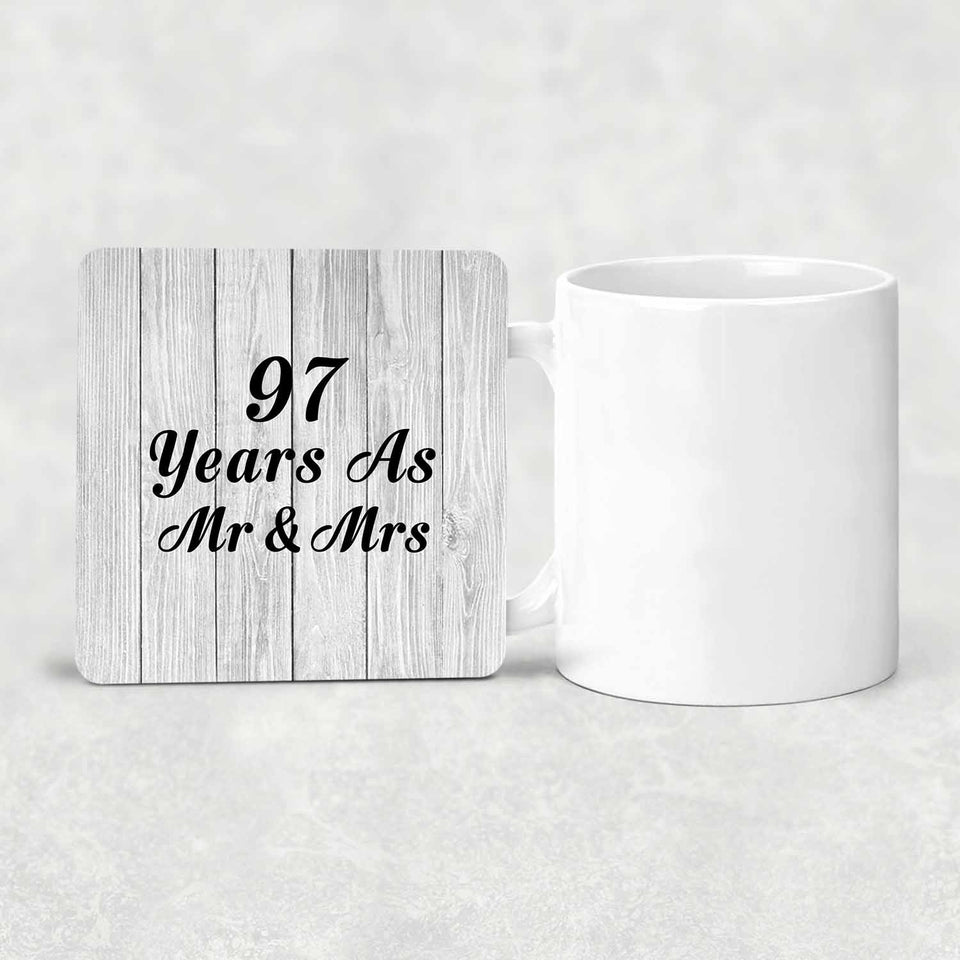 97th Anniversary 97 Years As Mr & Mrs - Drink Coaster F