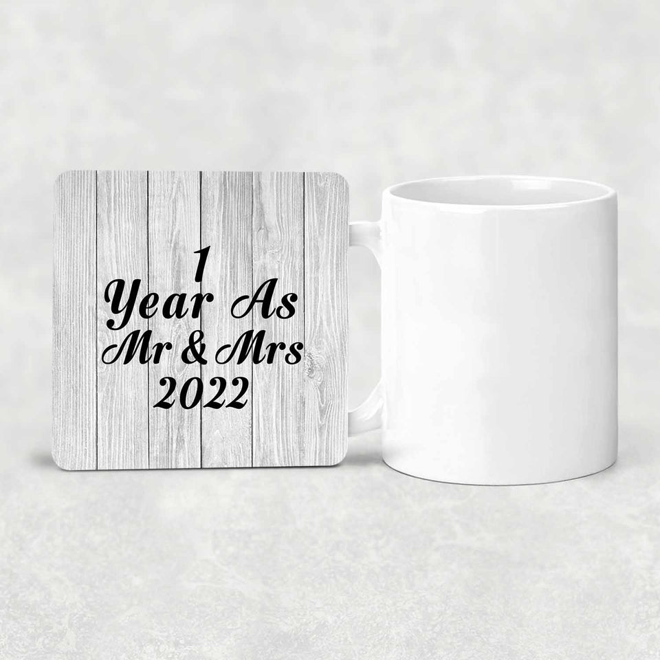 1st Anniversary 1 Year As Mr & Mrs 2022 - Drink Coaster F