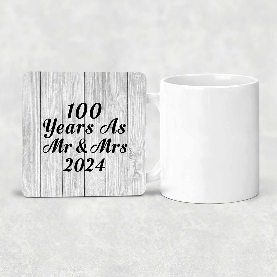 100th Anniversary 100 Years As Mr & Mrs 2024 - Drink Coaster F