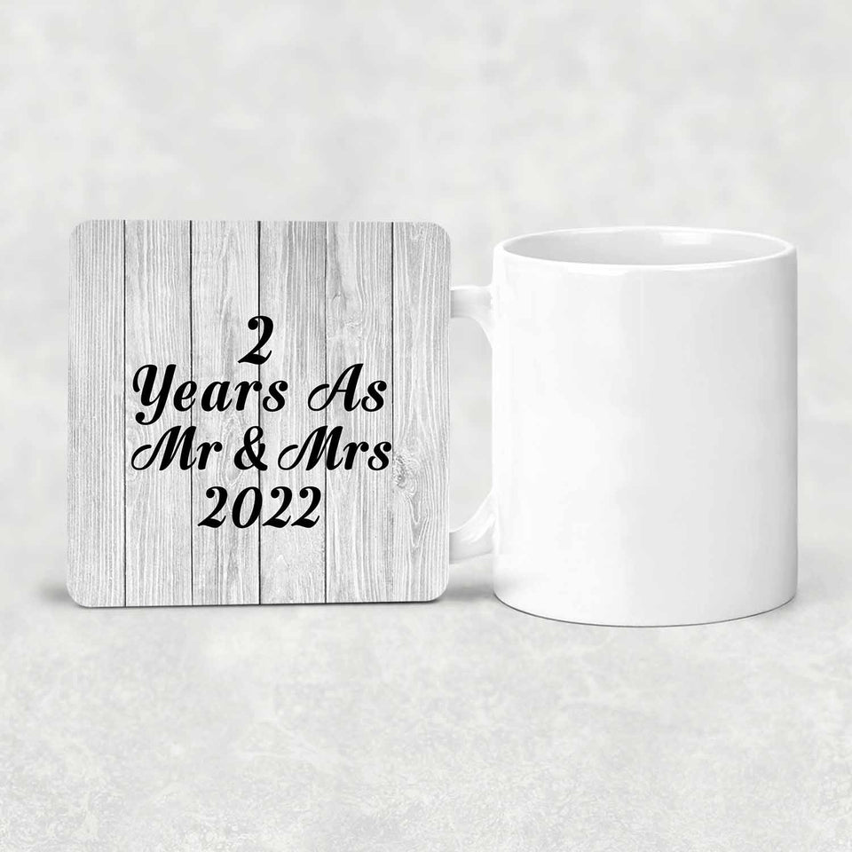 2nd Anniversary 2 Years As Mr & Mrs 2022 - Drink Coaster F