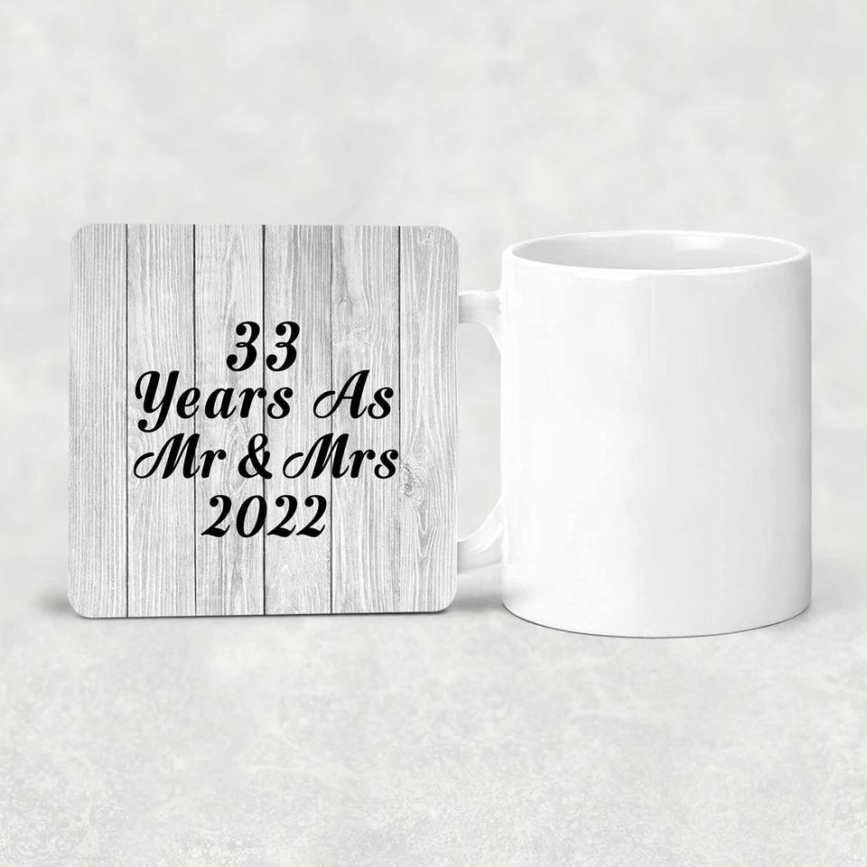 33rd Anniversary 33 Years As Mr & Mrs 2022 - Drink Coaster F