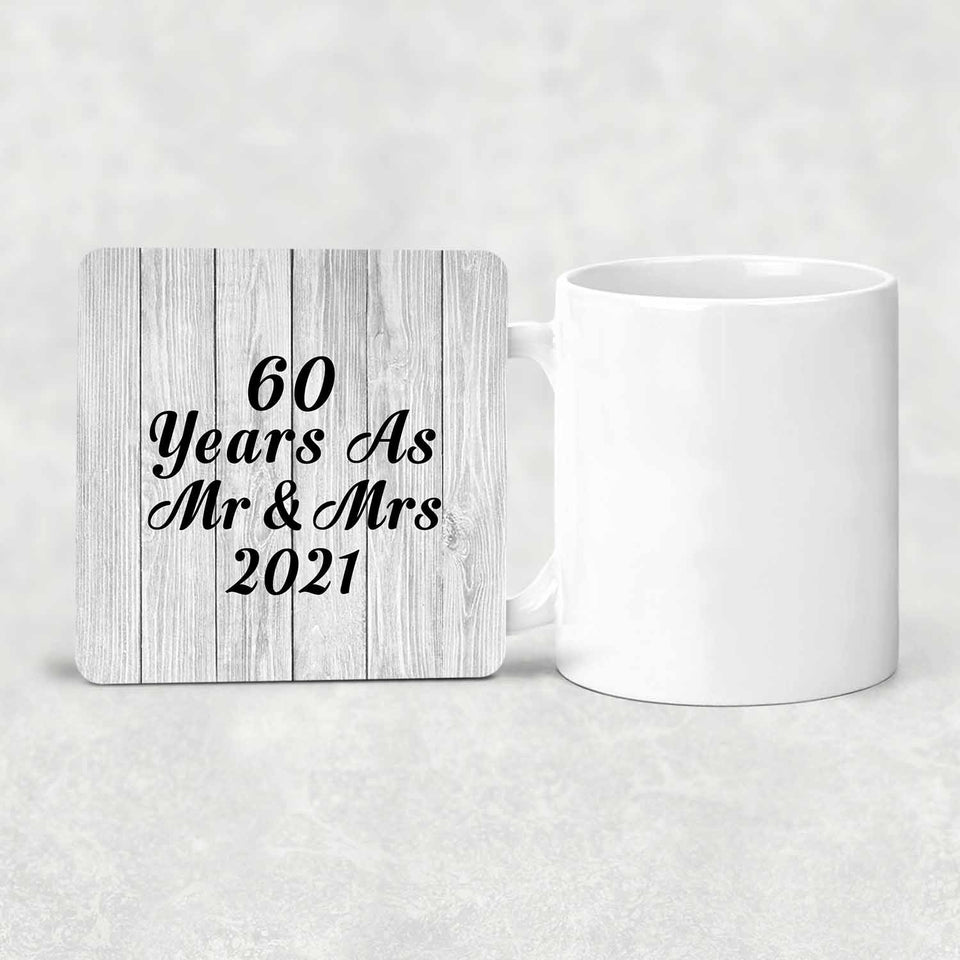 60th Anniversary 60 Years As Mr & Mrs 2021 - Drink Coaster F