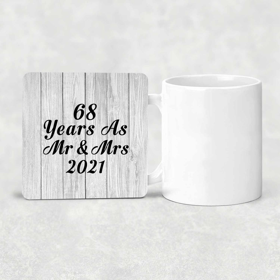 68th Anniversary 68 Years As Mr & Mrs 2021 - Drink Coaster F