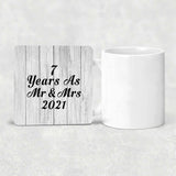 7th Anniversary 7 Years As Mr & Mrs 2021 - Drink Coaster F