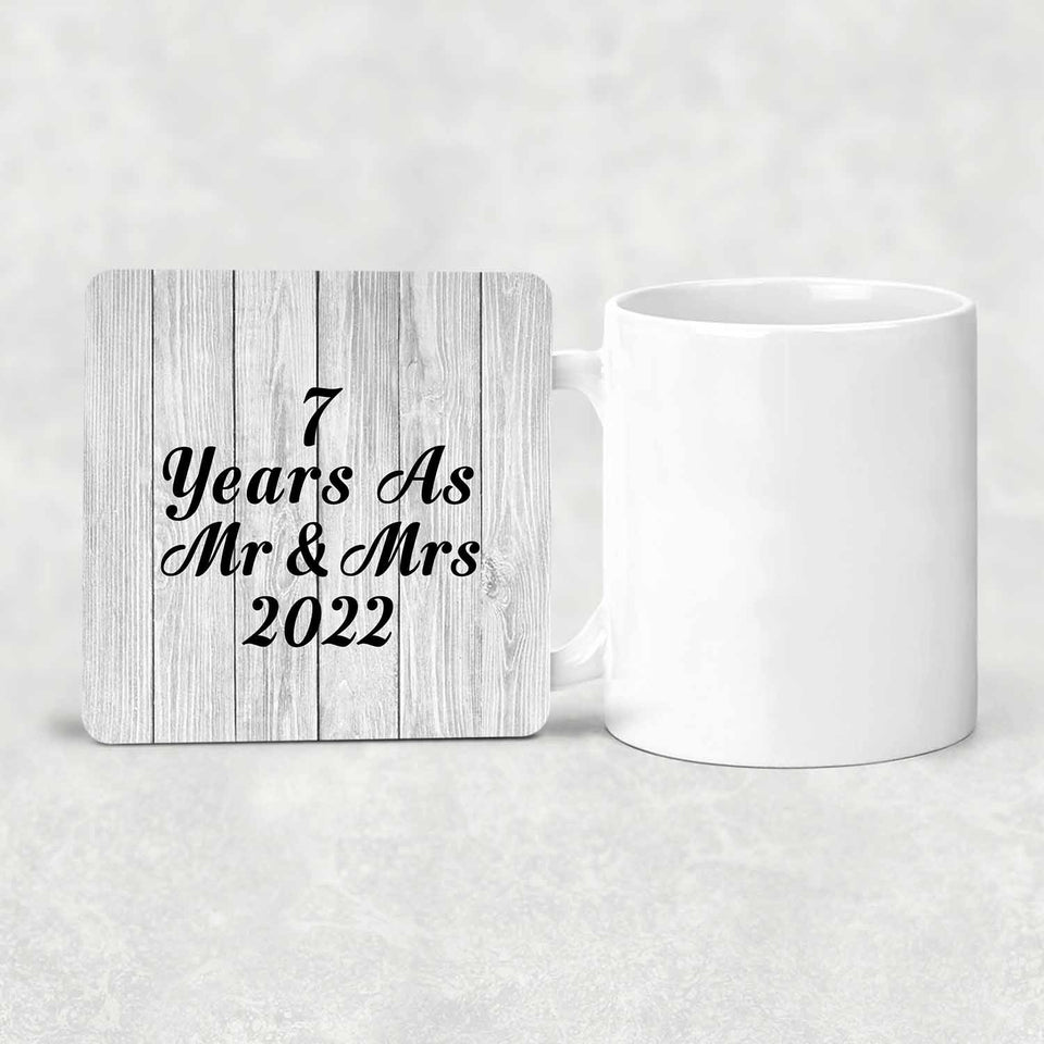 7th Anniversary 7 Years As Mr & Mrs 2022 - Drink Coaster F
