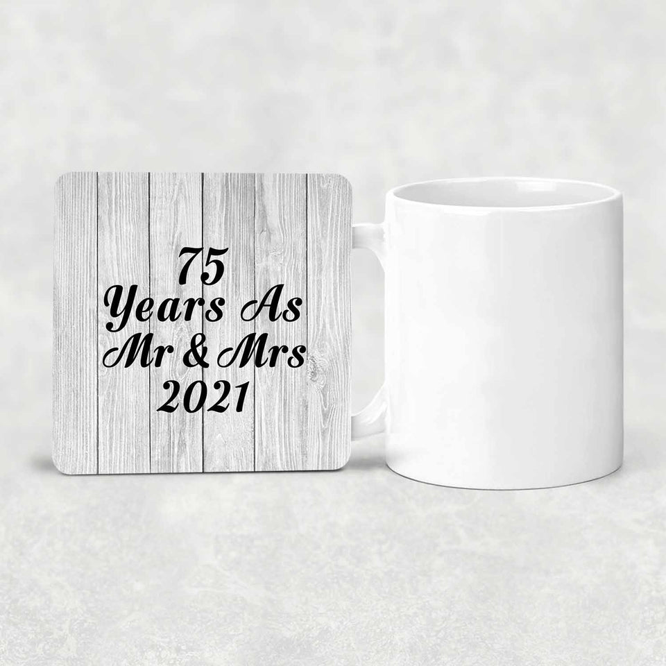 75th Anniversary 75 Years As Mr & Mrs 2021 - Drink Coaster F
