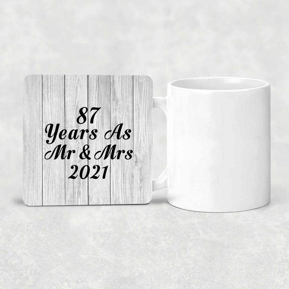 87th Anniversary 87 Years As Mr & Mrs 2021 - Drink Coaster F