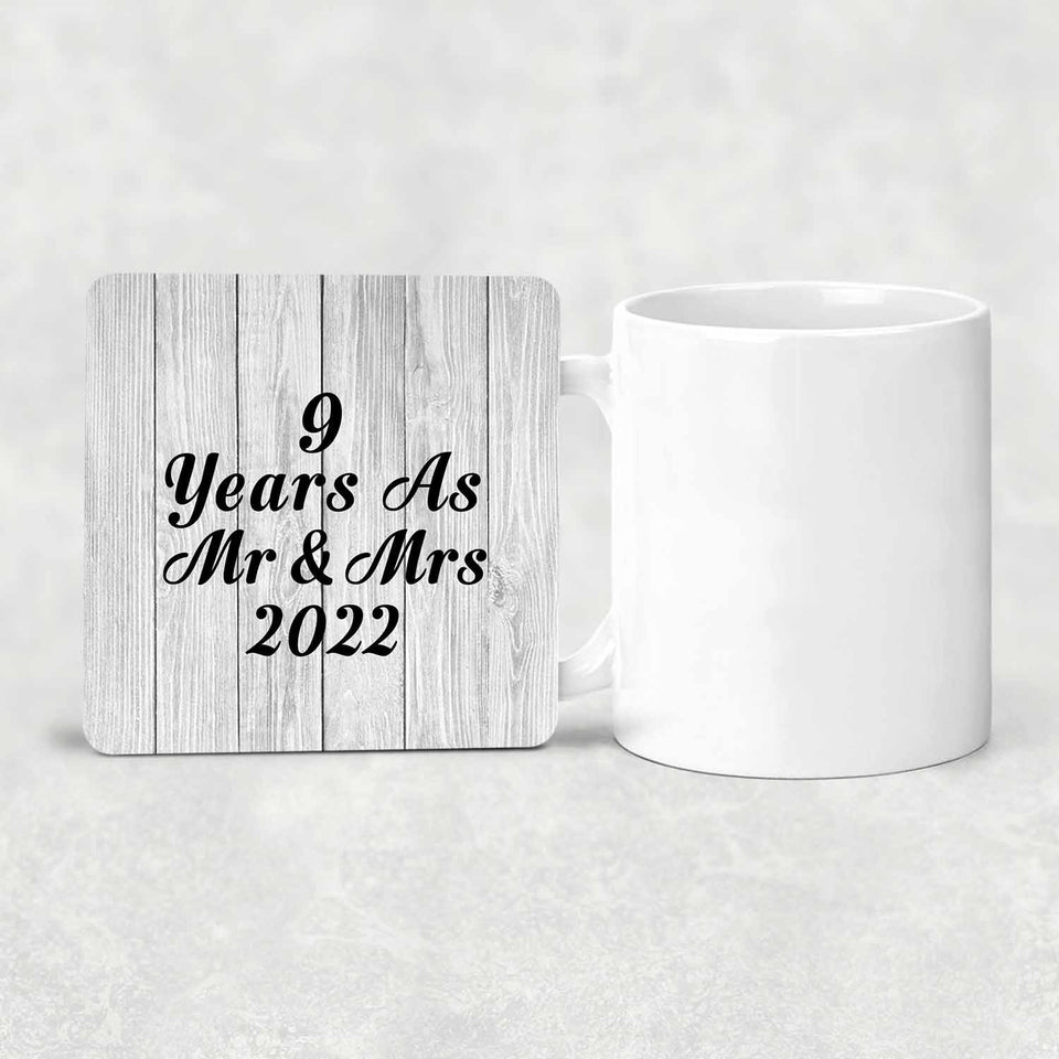 9th Anniversary 9 Years As Mr & Mrs 2022 - Drink Coaster F