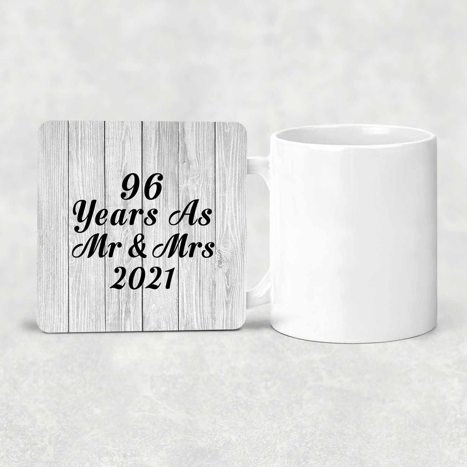 96th Anniversary 96 Years As Mr & Mrs 2021 - Drink Coaster F