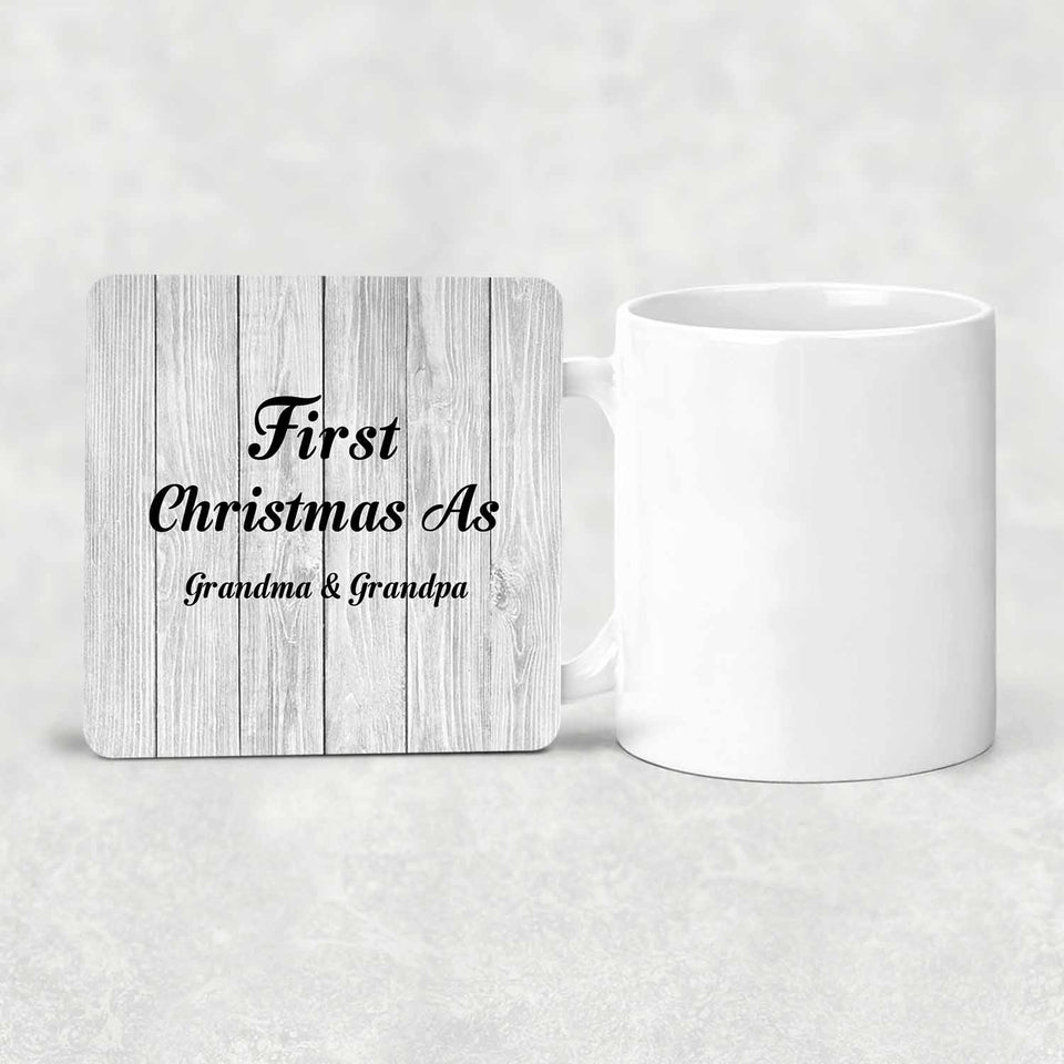First Christmas As Grandma & Grandpa - Drink Coaster F