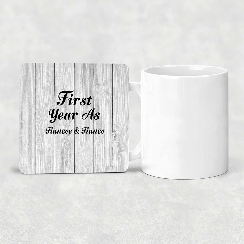First Year As Fiancee & Fiance - Drink Coaster F