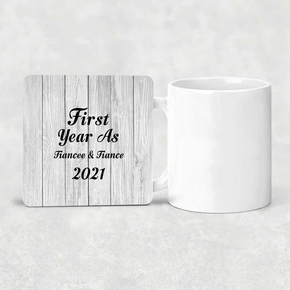 First Year As Fiancee & Fiance 2021 - Drink Coaster F