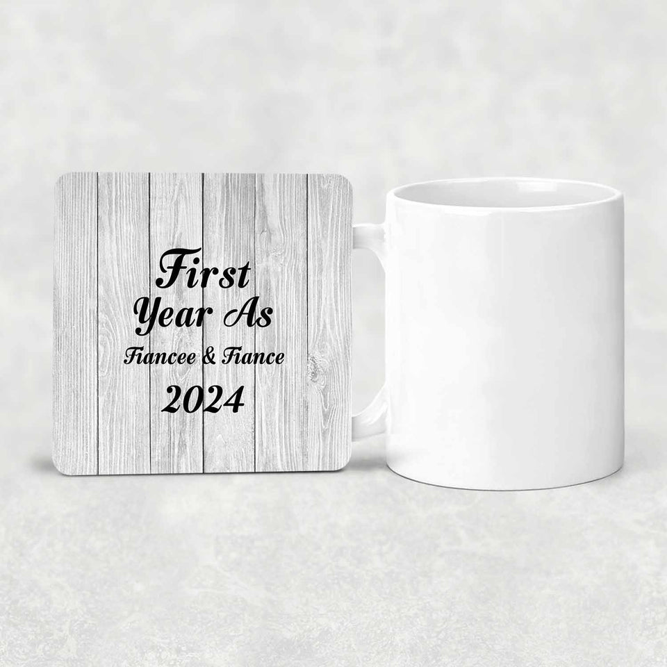 First Year As Fiancee & Fiance 2024 - Drink Coaster F