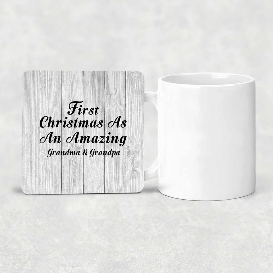 First Christmas As An Amazing Grandma & Grandpa - Drink Coaster F