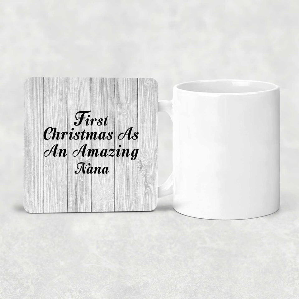 First Christmas As An Amazing Nana - Drink Coaster F