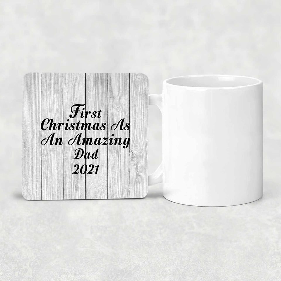 First Christmas As An Amazing Dad 2021 - Drink Coaster F