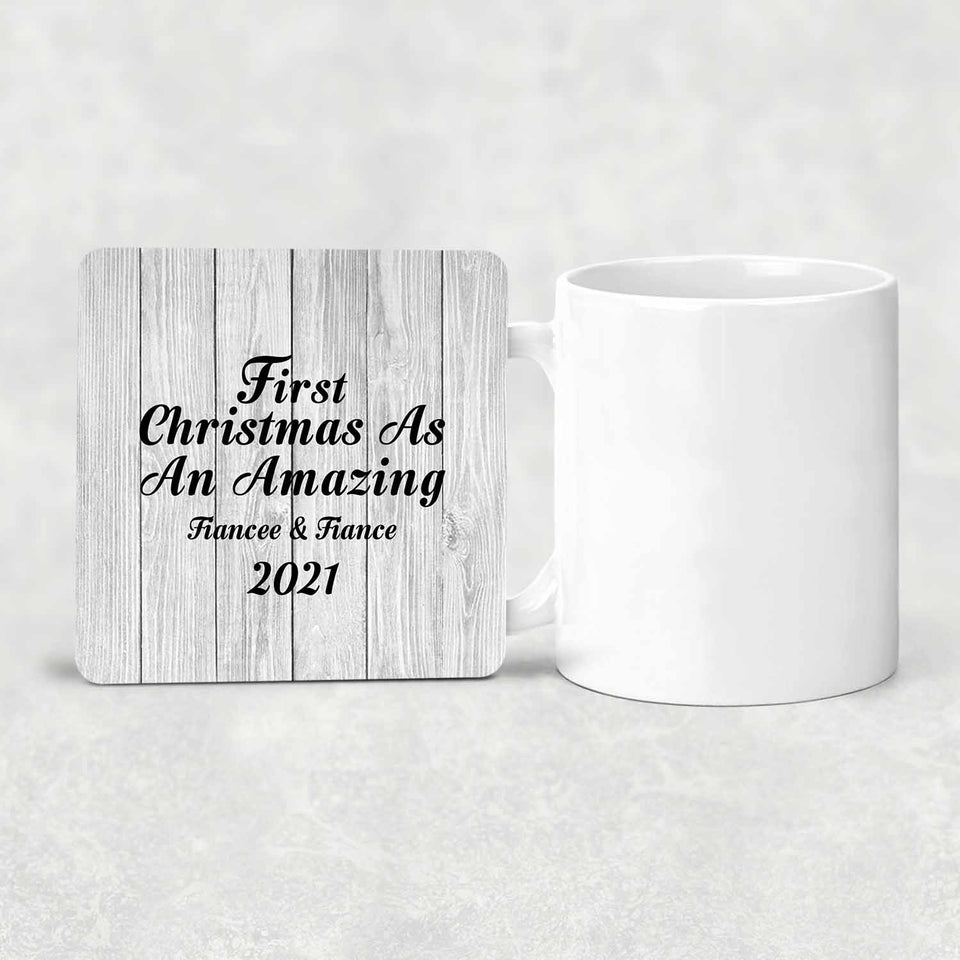 First Christmas As An Amazing Fiancee & Fiance 2021 - Drink Coaster F