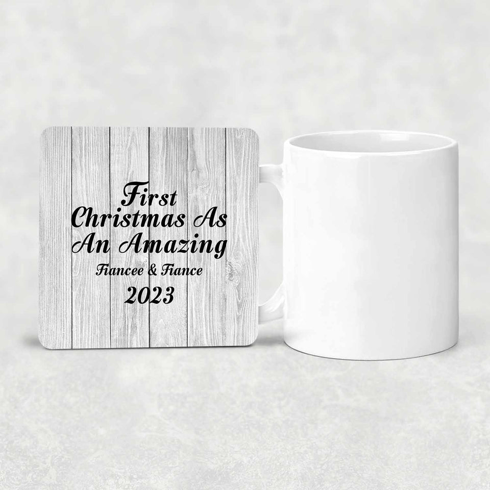First Christmas As An Amazing Fiancee & Fiance 2023 - Drink Coaster F