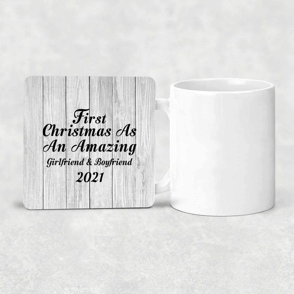 First Christmas As An Amazing Girlfriend & Boyfriend 2021 - Drink Coaster F